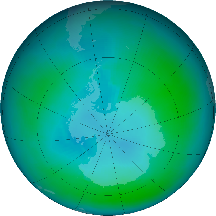 Antarctic ozone map for February 2004